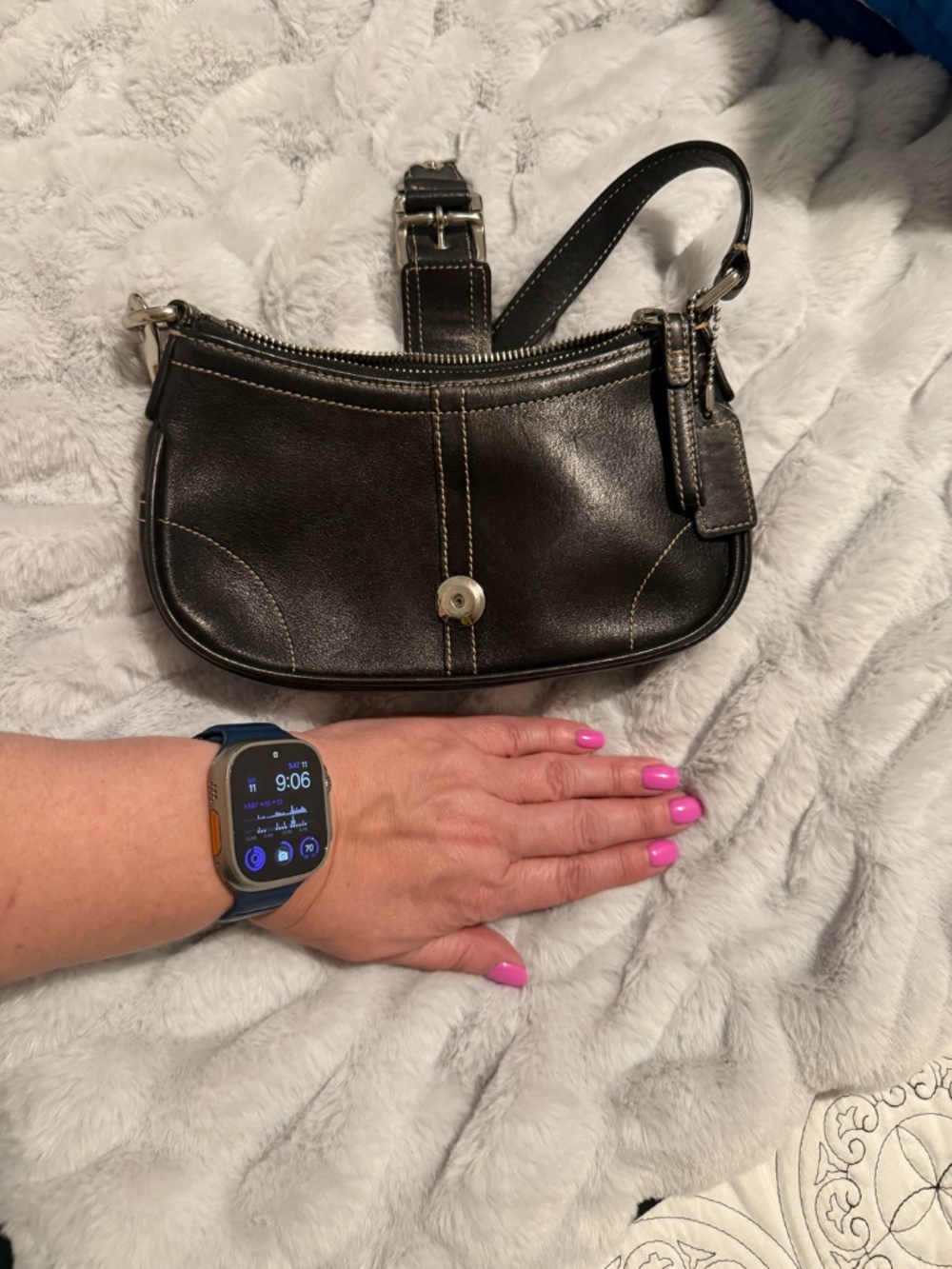 COACH Hampton Black Leather with Buckle Mini Bag - Picture 3 of 9
